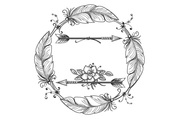 Boho Decorative Wreath. Feather Arrow Fr