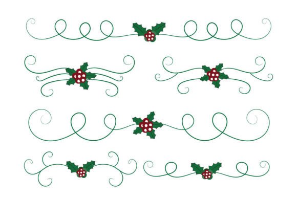 Christmas Flourish Swirl Holly Ornaments Graphics