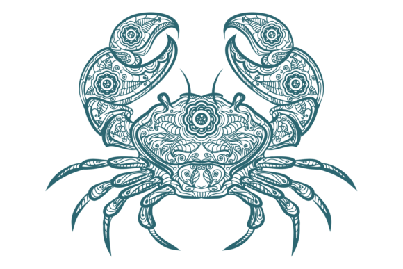 Crab with Zentangle Ornament: Decorative Graphics for Crafts