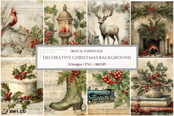 Decorative Christmas Backgrounds PNG: Graphics Review
