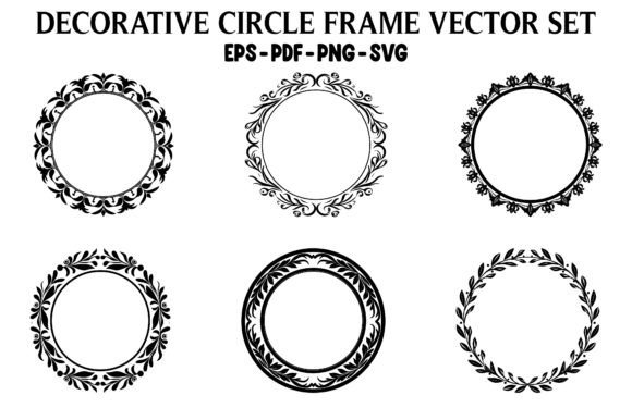 Decorative Circle Frames Vector SVG Set: Graphics & Crafts