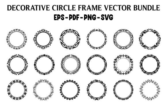 Decorative Floral Circle Frame Bundle: Graphics for Crafts