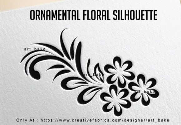 Decorative Swirl Floral Silhouette for Graphics & Crafts