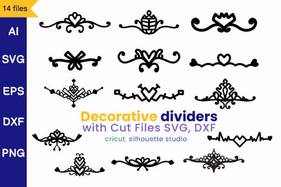 Decorative Text Dividers Cut Files Set: Graphics & Crafts
