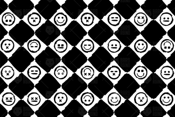 Grunge Chessboard Emoji Seamless Pattern: Graphics & Patterns