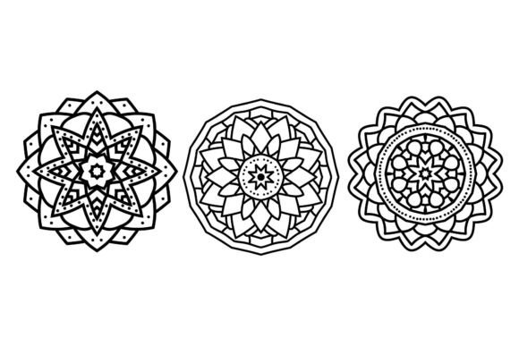 Mandala Decorative Flower Lotus Icon Set for Graphics and Icons