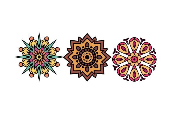 Mandala Decorative Flower Shape Icon Set: Graphics & Icons