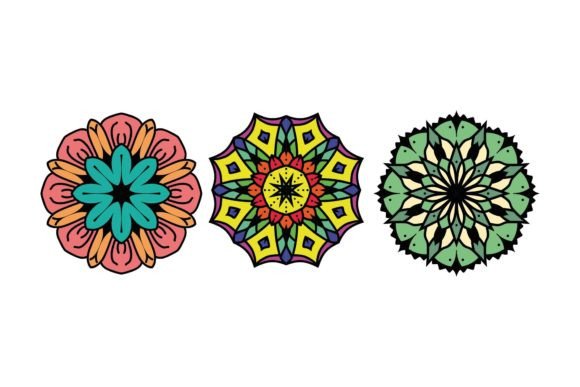 Mandala Flower Decorative Icon Set: Graphics & Icons for Editorial Charm