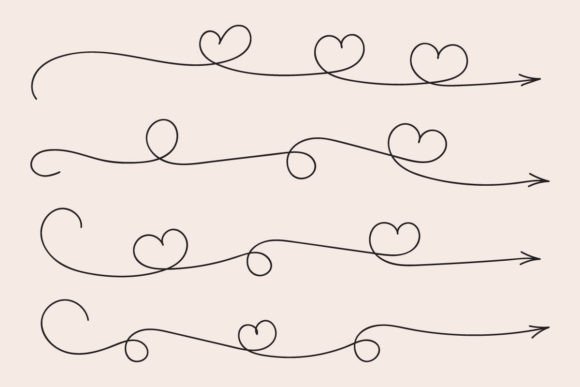 One Line Way Decoration Heart Arrow SVG: Graphics for Decorative Elements
