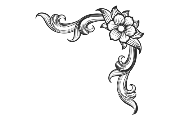 Ornate Floral Filigree Corner Graphics for Crafts & Blogs